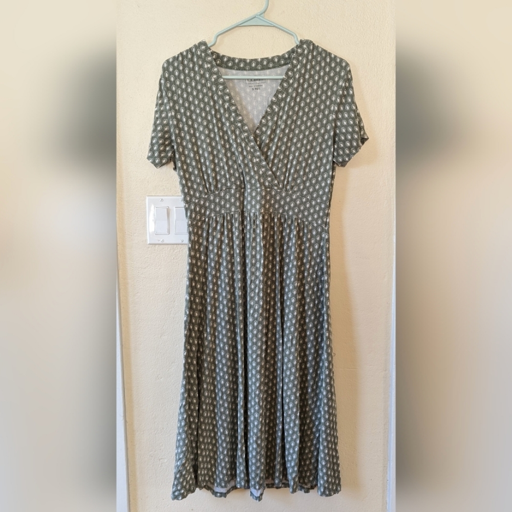 LL Bean Spruce Print Summer Knit Dress